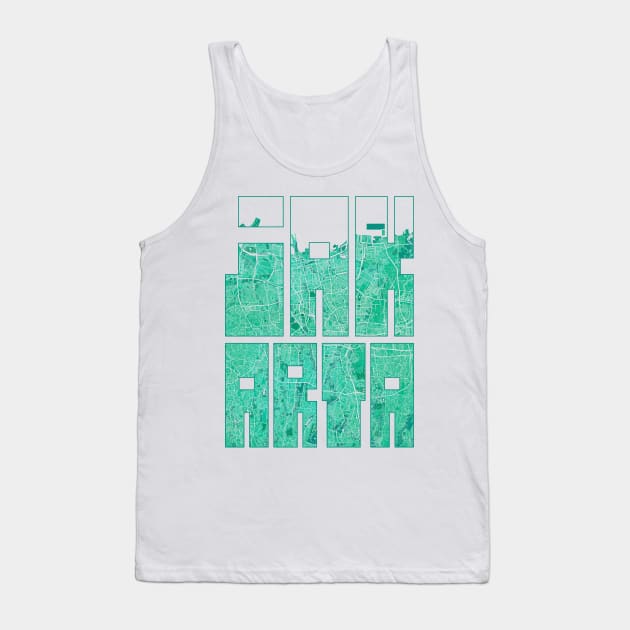 Jakarta, Indonesia City Map Typography - Watercolor Tank Top by deMAP Studio